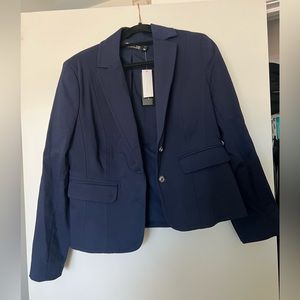 Women Stretch Dark Navy Blazer Career Suit Jacket - New York Company